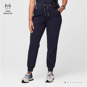 FIGS ZAMORA HIGH-WAISTED JOGGER SCRUB PANTS, NAVY